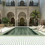 Enchanting Marraquexe riads courtyard with fountain