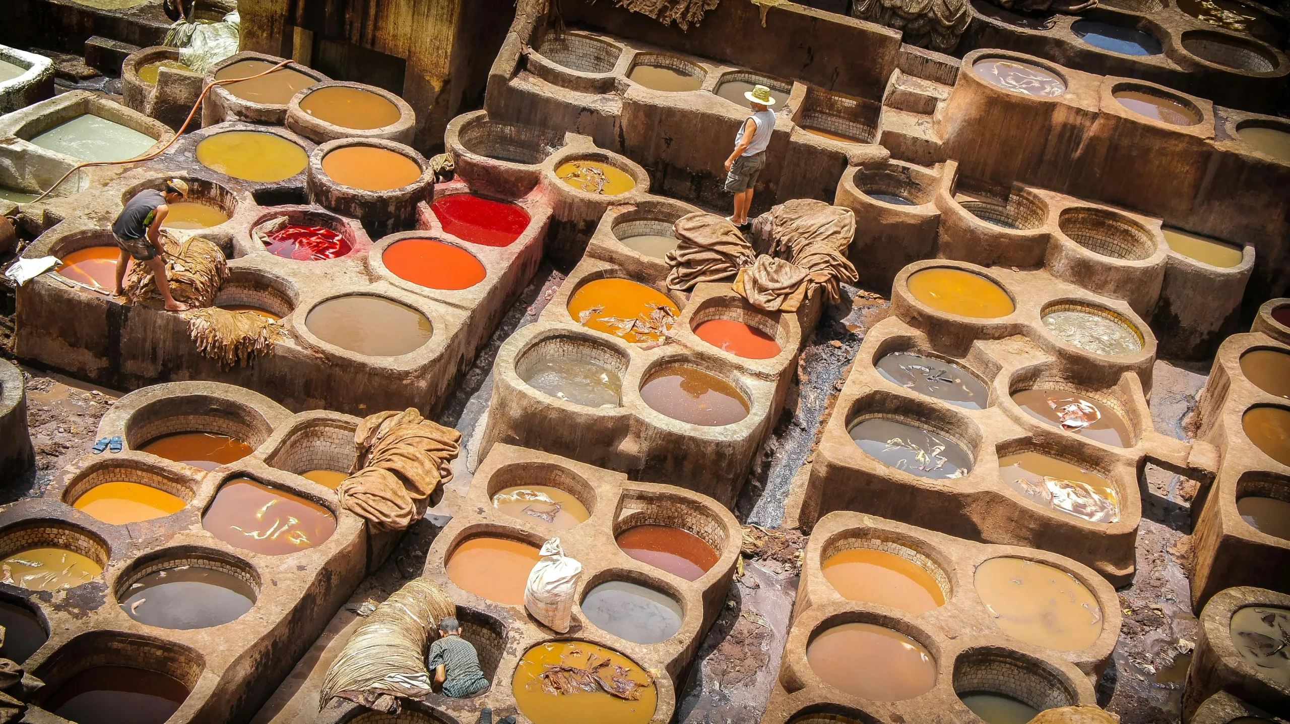 Historic medina rooftops and tanneries of Fes